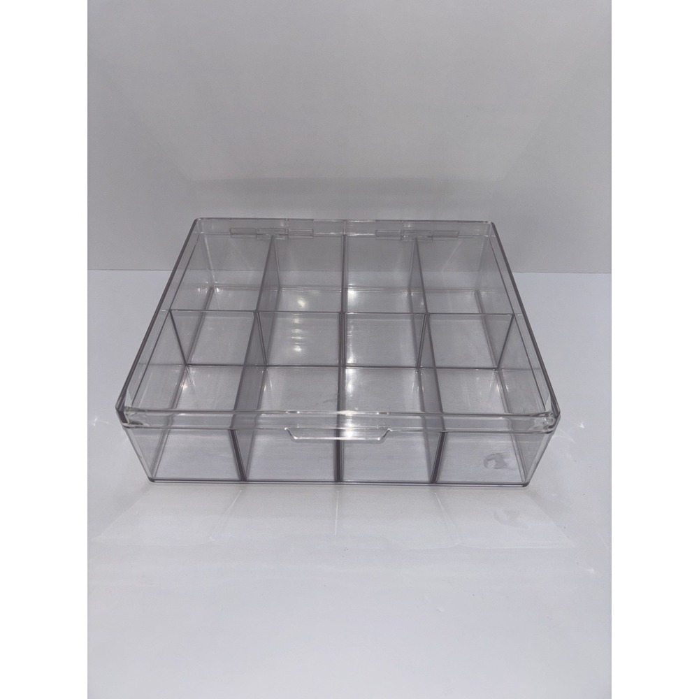 8 Slot Clear Plastic Storage Container w/ Divider & Lid Crafts, Legos, Tea Bags
